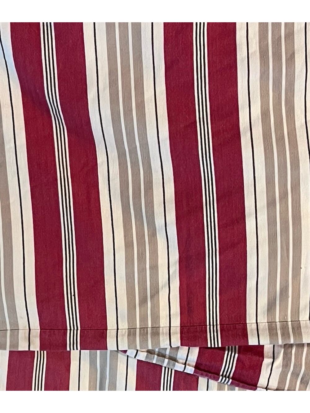 POTTERY BARN DUVET COVER Stripe French Nautical Red Ivory Tan 100% COTTON 78x86